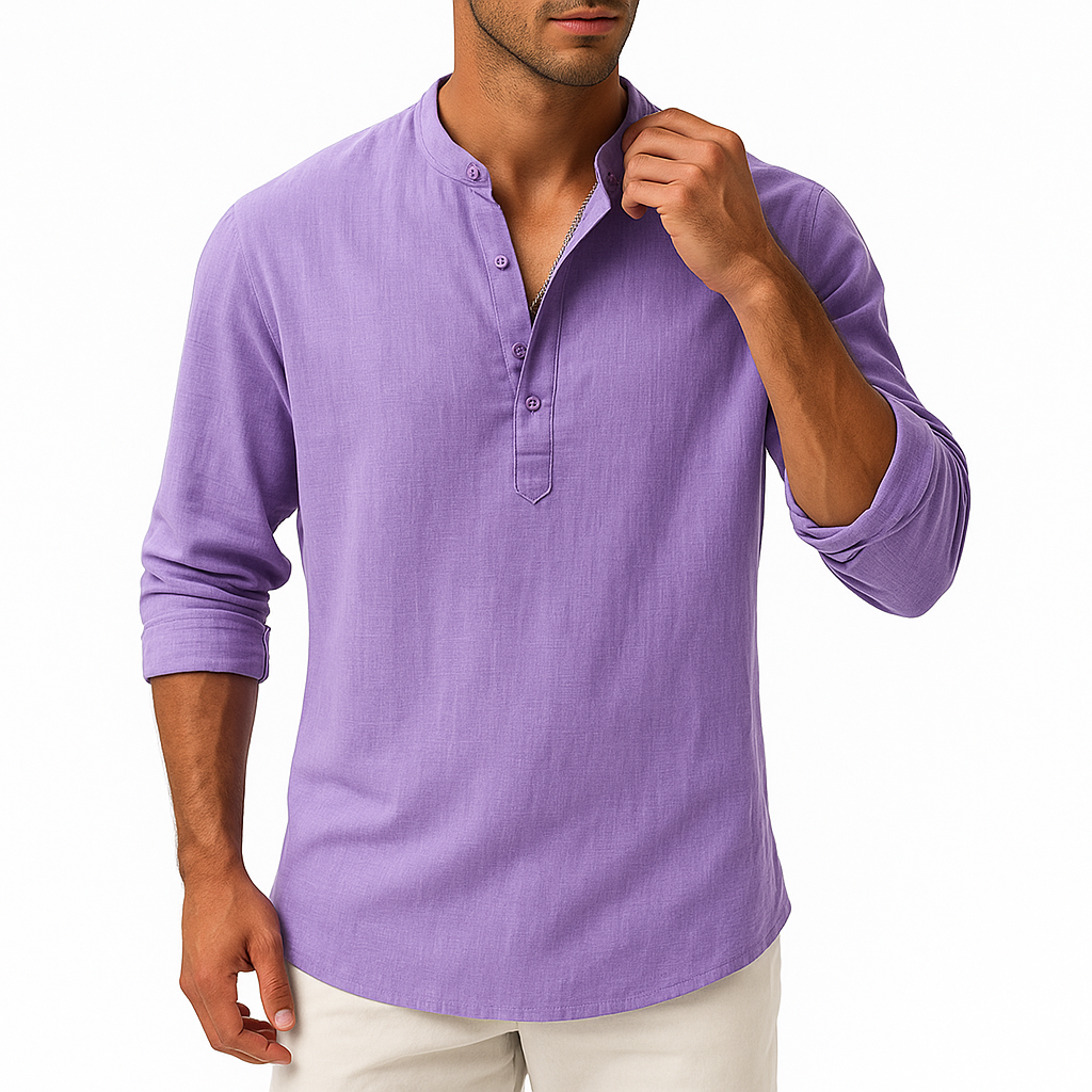LUXEOUTFIT | Linen Henley Shirt