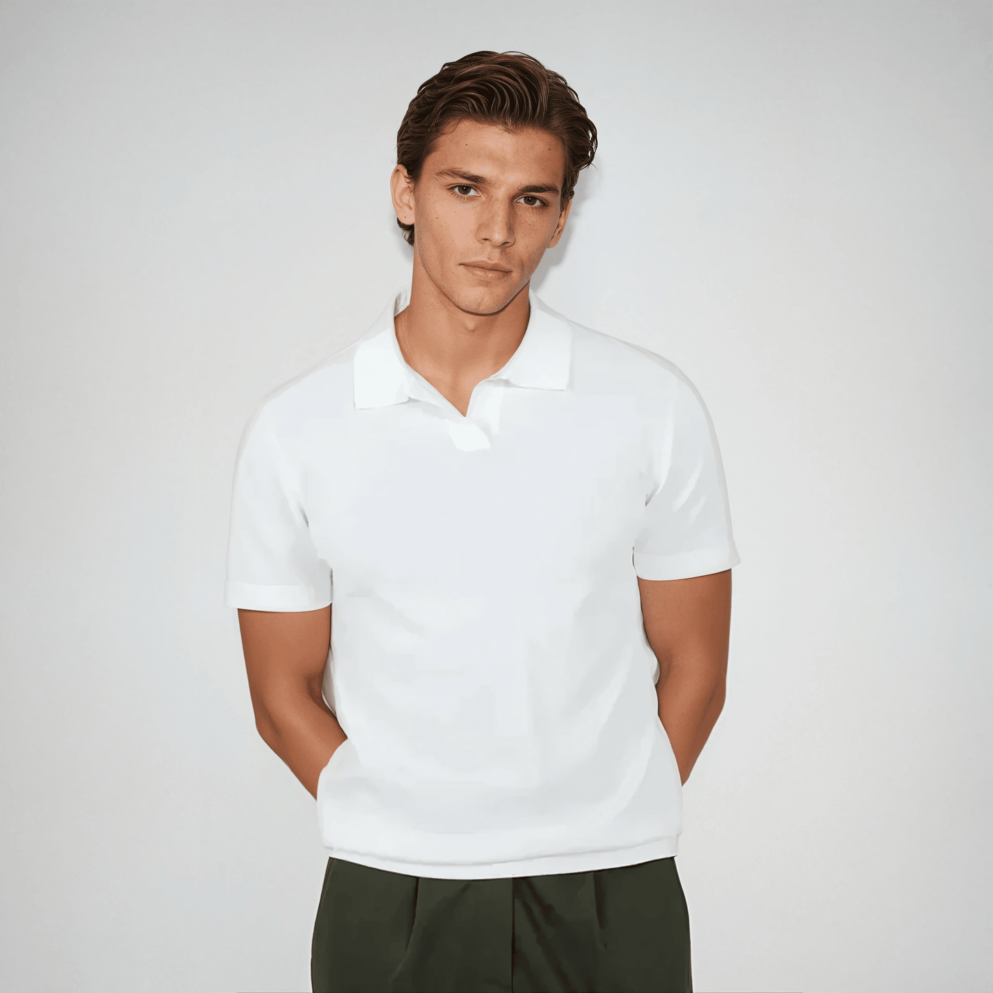 Buttonless White Polo Shirt - Stylish & Comfortable