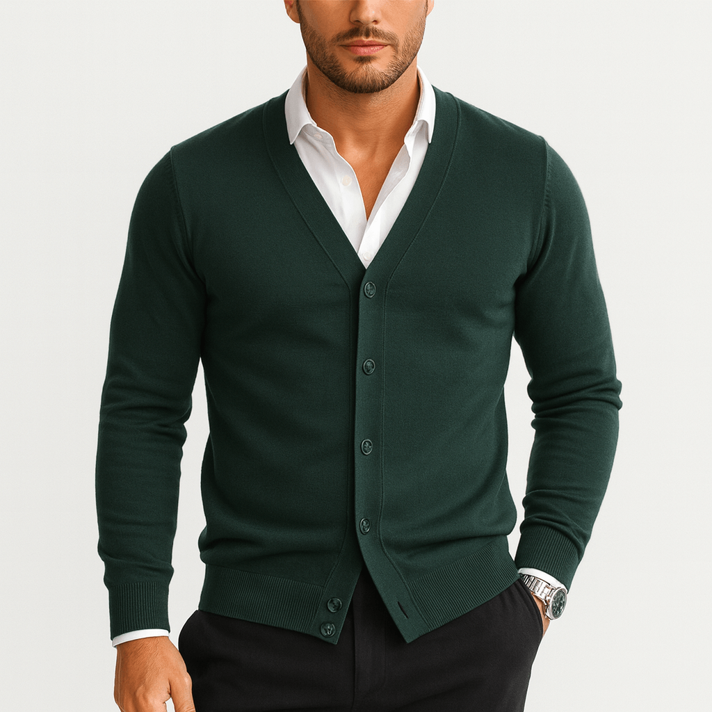 LUXEOUTFIT | Slim Fit V-Neck Cardigan