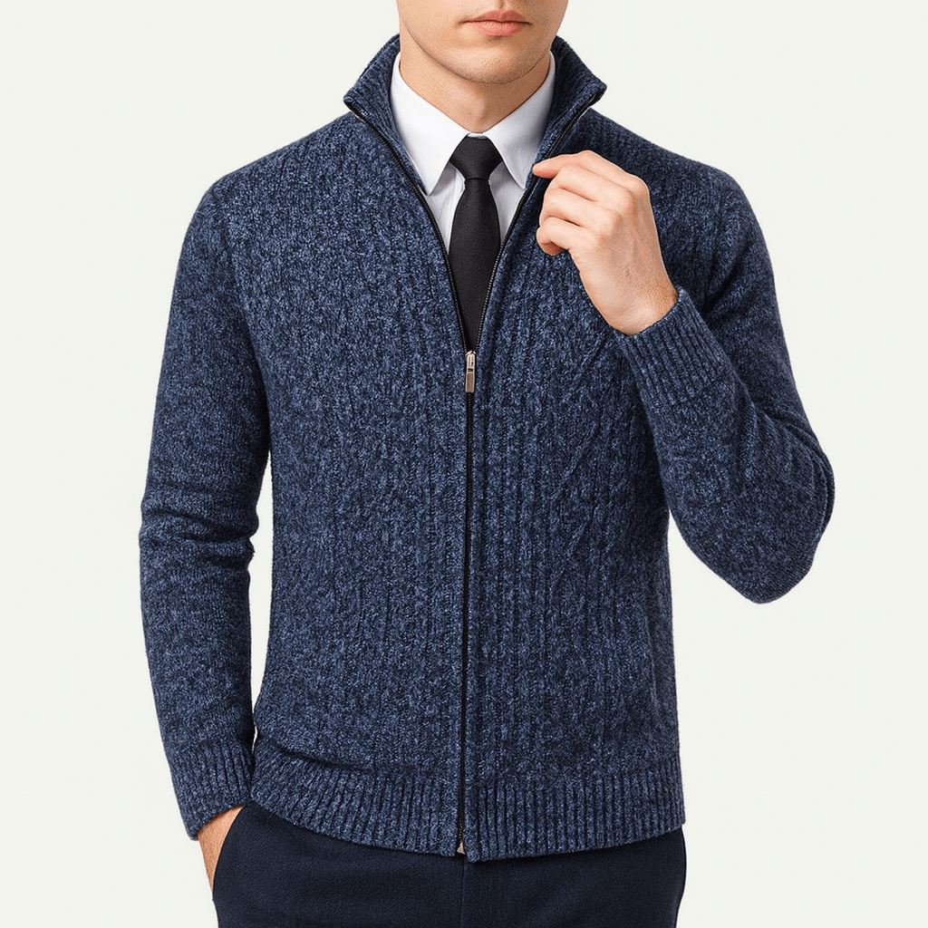 LUXEOUTFIT | Cable-Knit Zip Cardigan