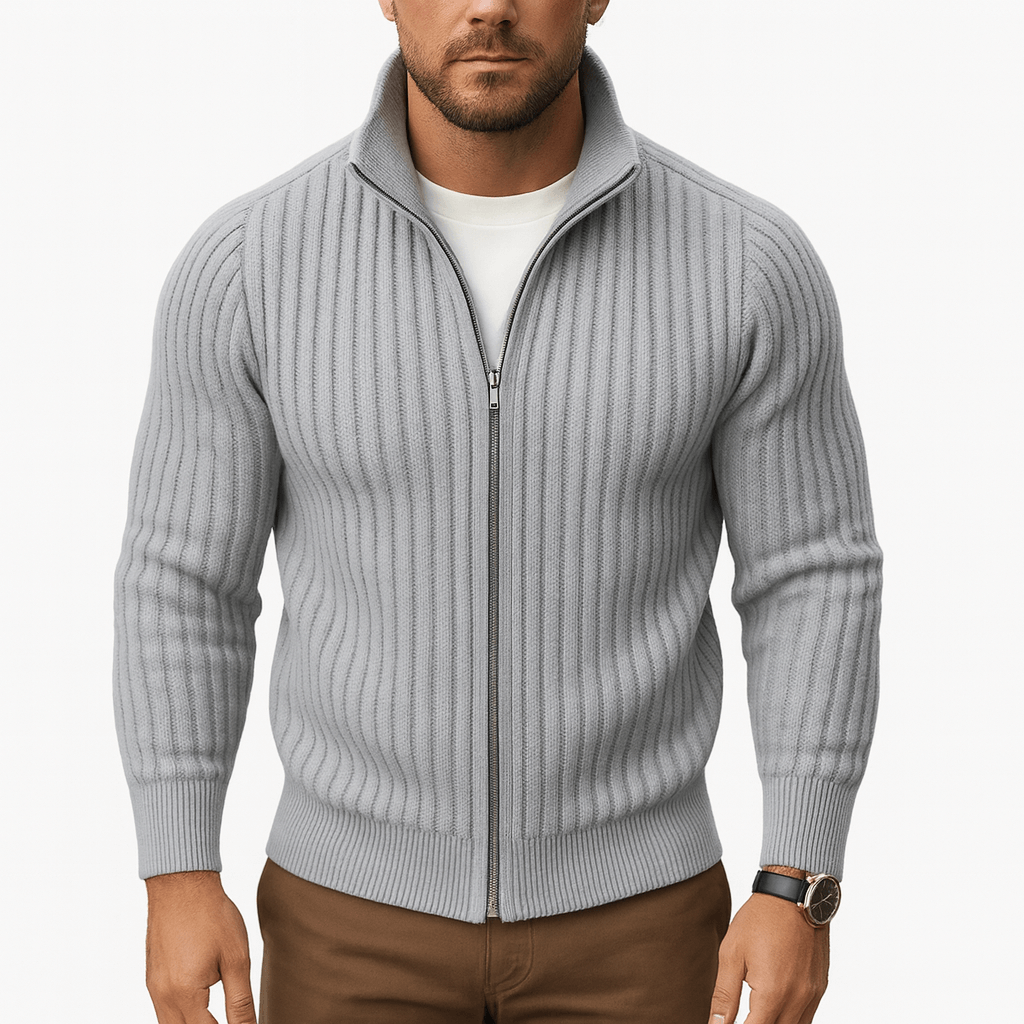 LUXEOUTFIT | Ribbed Zip Cardigan