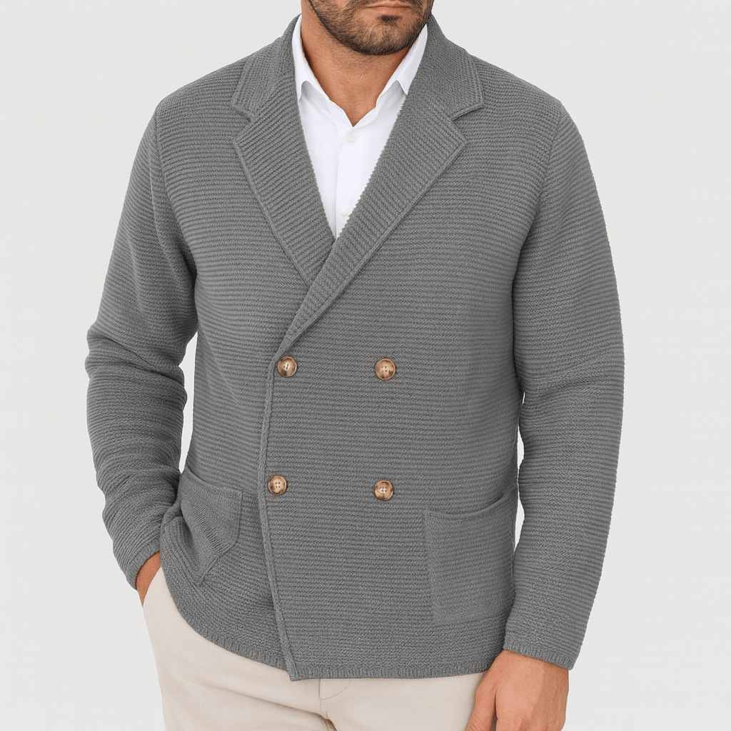 LUXEOUTFIT | Double-Breasted Knit Cardigan