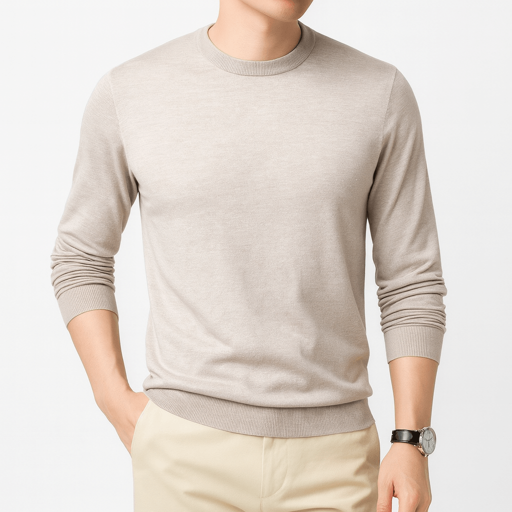 LUXEOUTFIT | Slim Fit Silk Wool Feel Long-Sleeve T-Shirt