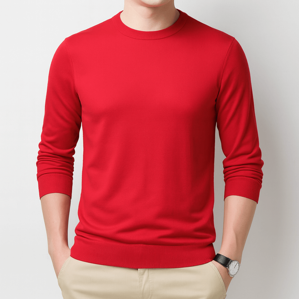 LUXEOUTFIT | Slim Fit Silk Wool Feel Long-Sleeve T-Shirt