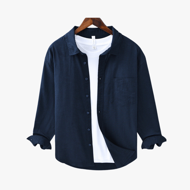 Cotton Linen Button-Up Shirt for Men Casual Wear Luxeoutfit