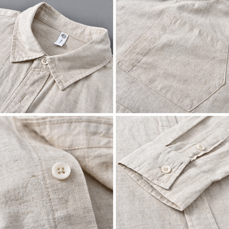 Cotton Linen Button-Up Shirt for Men Casual Wear Luxeoutfit