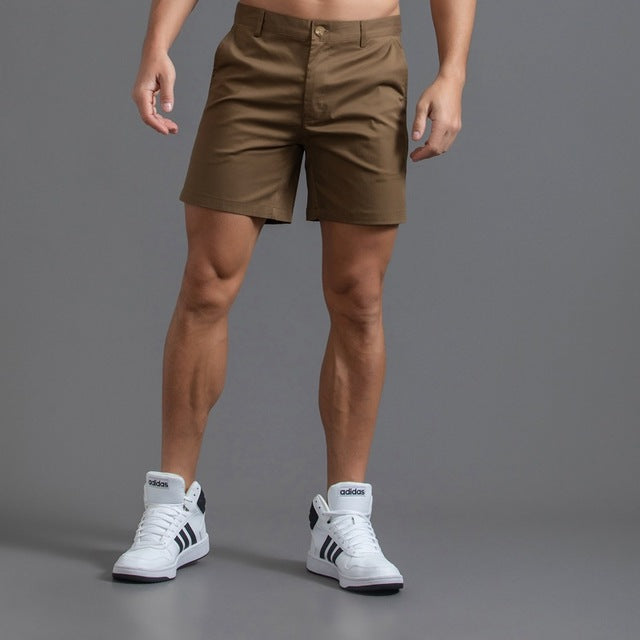 Men's Khaki Cotton Chino Shorts | Casual Breathable Knee-Length Summer Essentials