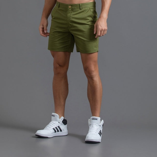 Men's Khaki Cotton Chino Shorts | Casual Breathable Knee-Length Summer Essentials