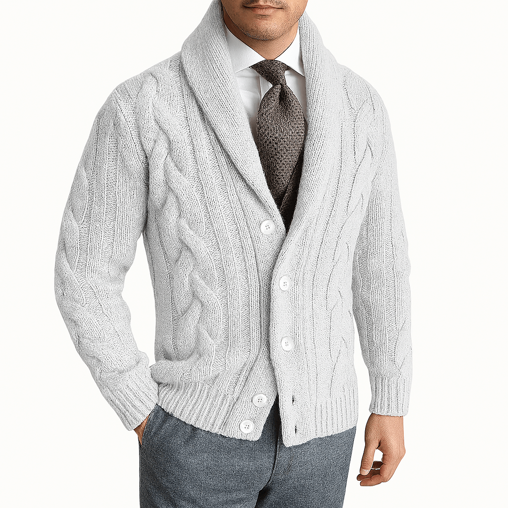 LUXEOUTFIT | Cable Knit Shawl Cardigan Sweater