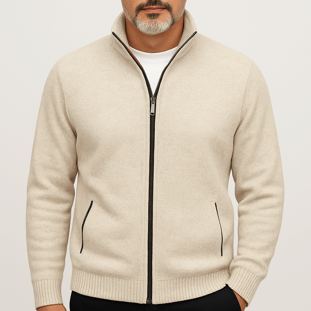 LUXEOUTFIT | High Collar Zip Cardigan
