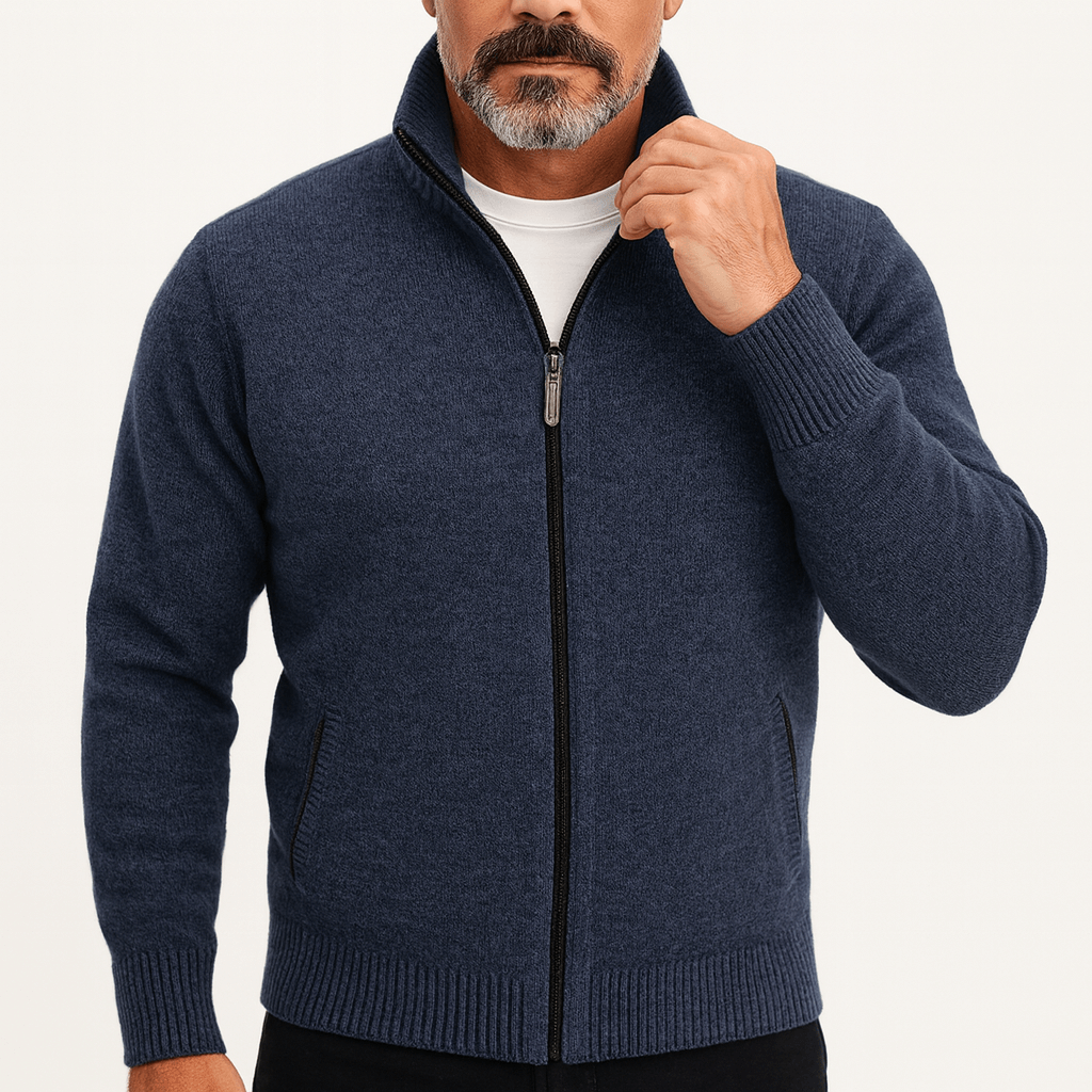 LUXEOUTFIT | High Collar Zip Cardigan