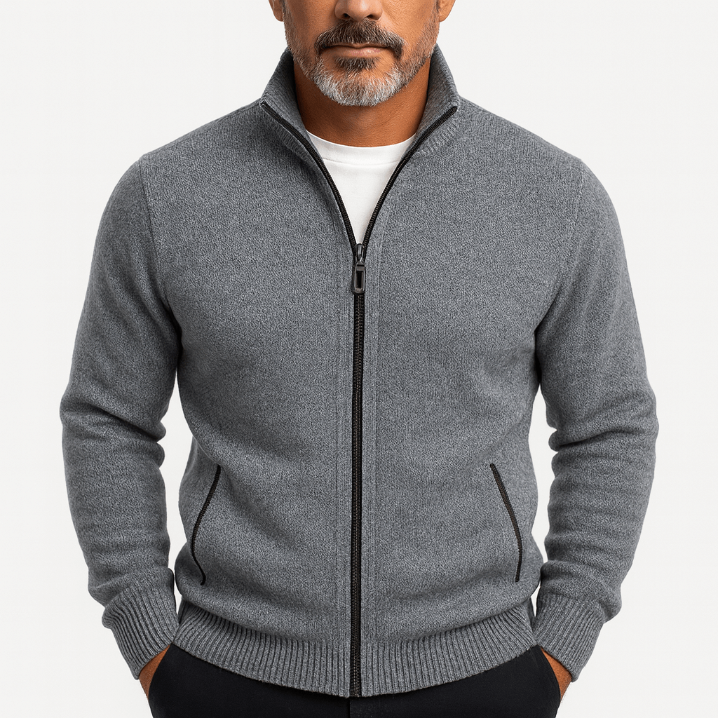 LUXEOUTFIT | High Collar Zip Cardigan