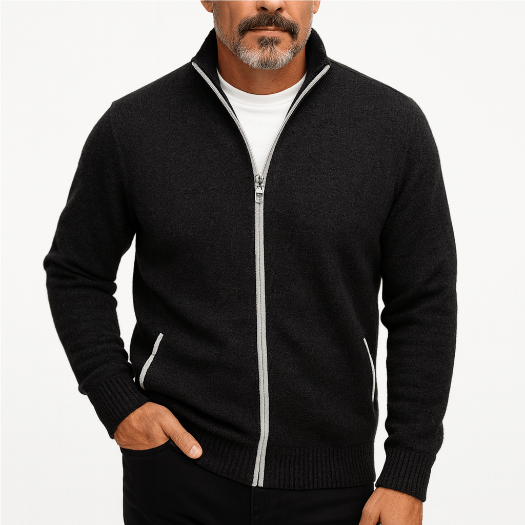 LUXEOUTFIT | High Collar Zip Cardigan