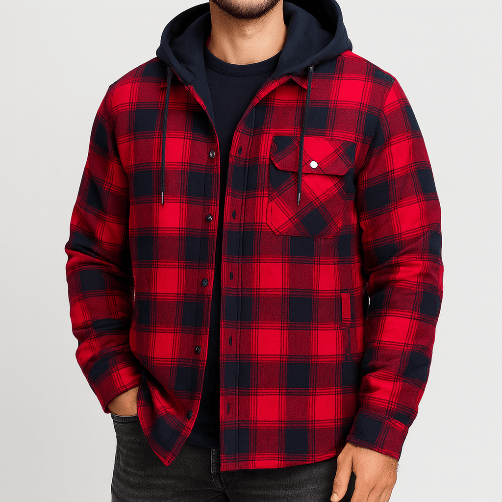 LUXEOUTFIT | Hooded Plaid Shirt Jacket