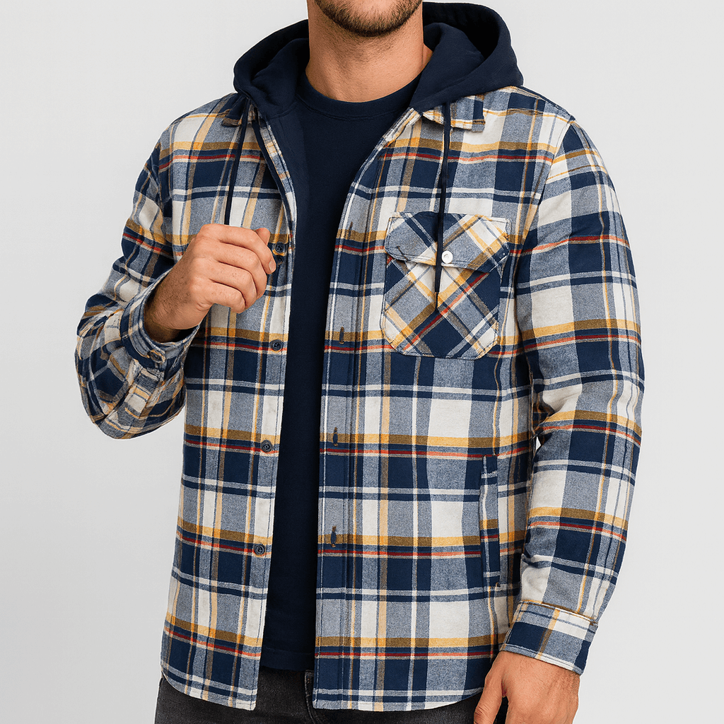 LUXEOUTFIT | Hooded Plaid Shirt Jacket