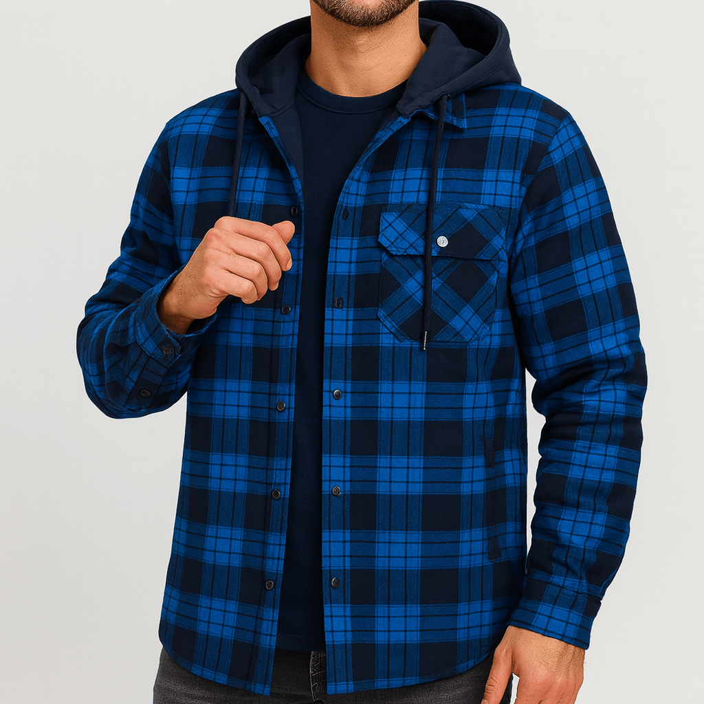 LUXEOUTFIT | Hooded Plaid Shirt Jacket