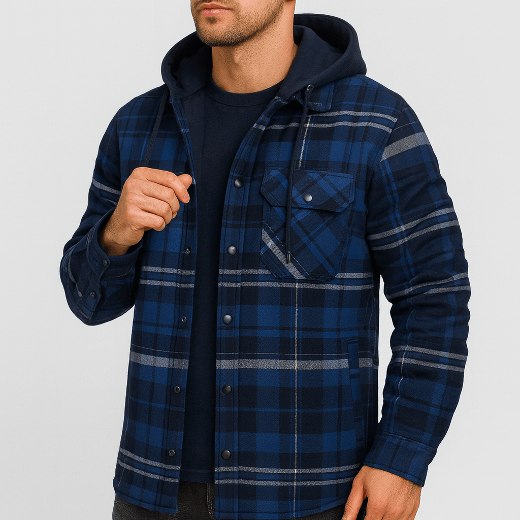 LUXEOUTFIT | Hooded Plaid Shirt Jacket