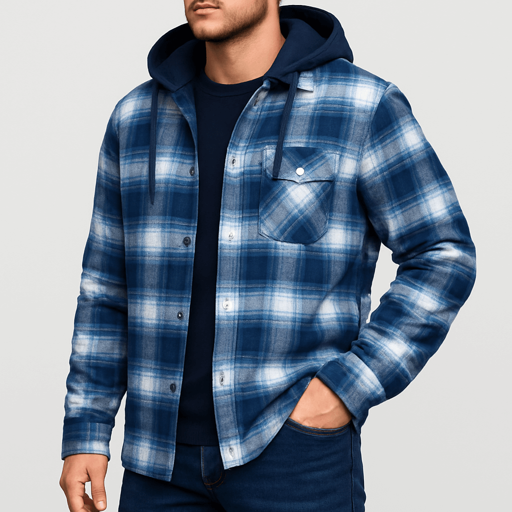 LUXEOUTFIT | Hooded Plaid Shirt Jacket