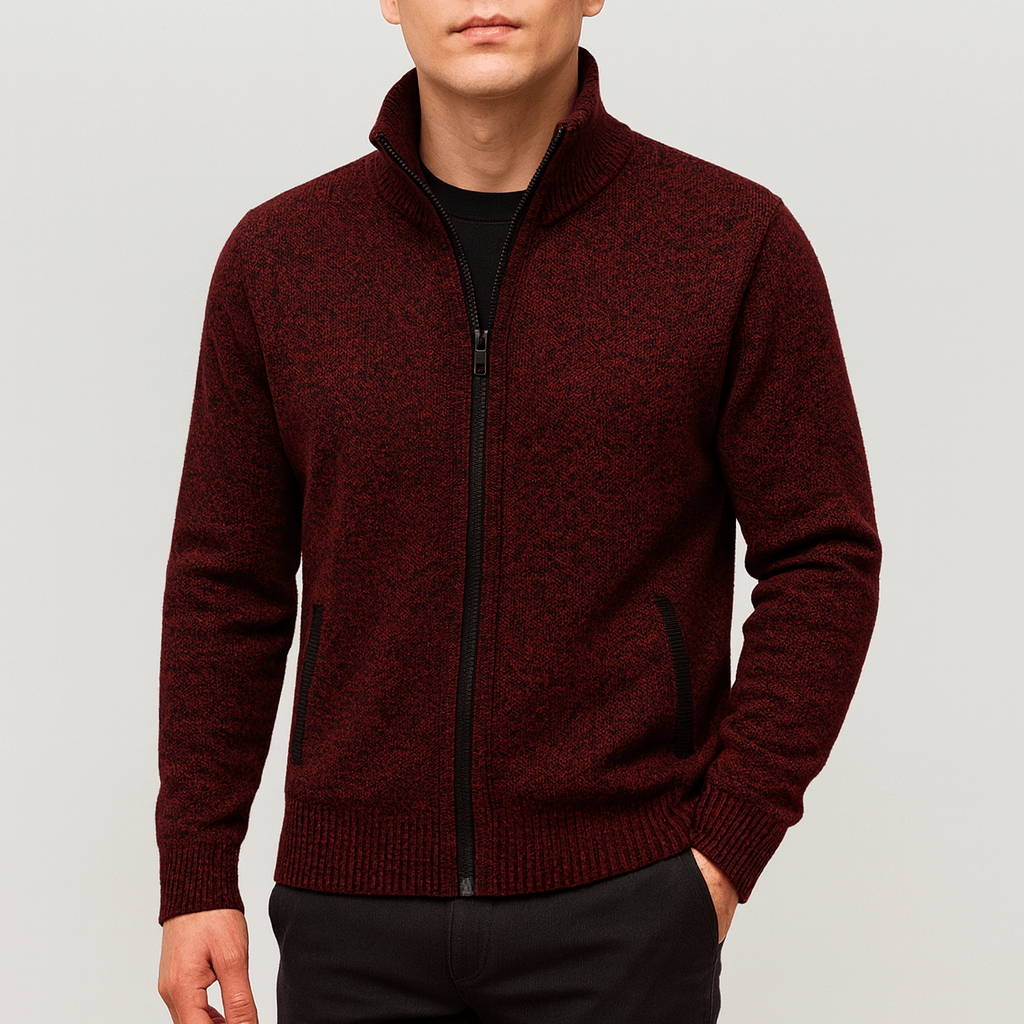 LUXEOUTFIT | Knitted Zip-Collar Cardigan