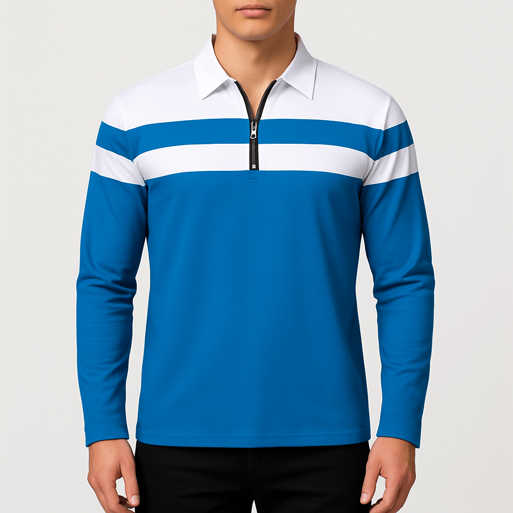 LUXEOUTFIT | Long Sleeve Zip-Collar Polo