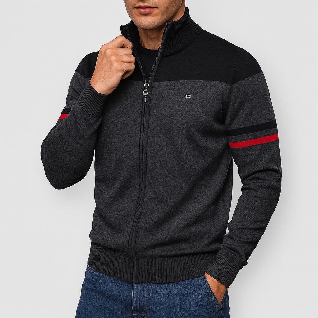 LUXEOUTFIT | Zip-Up Color Block Jacket