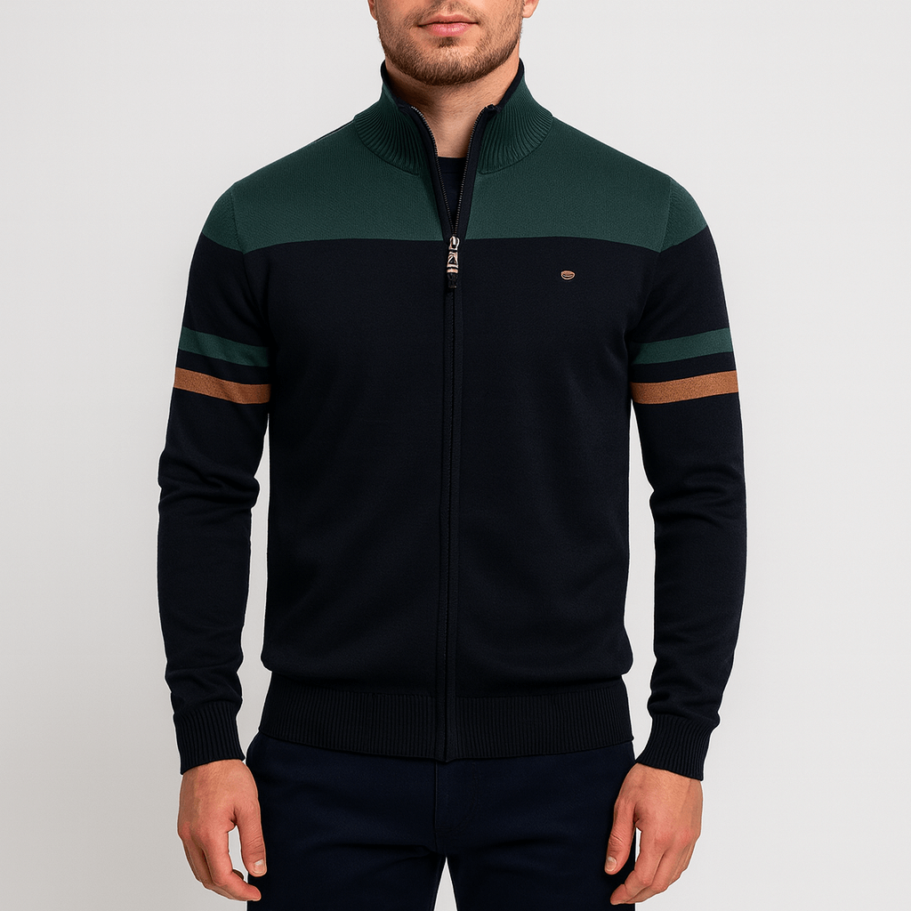 LUXEOUTFIT | Zip-Up Color Block Jacket
