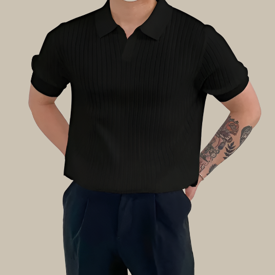 Marco - Elegant Ribbed Cotton Polo for Men