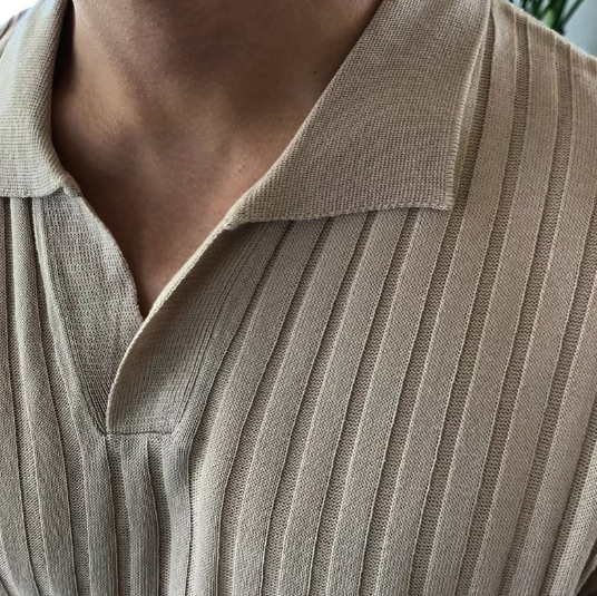 Marco - Elegant Ribbed Cotton Polo for Men