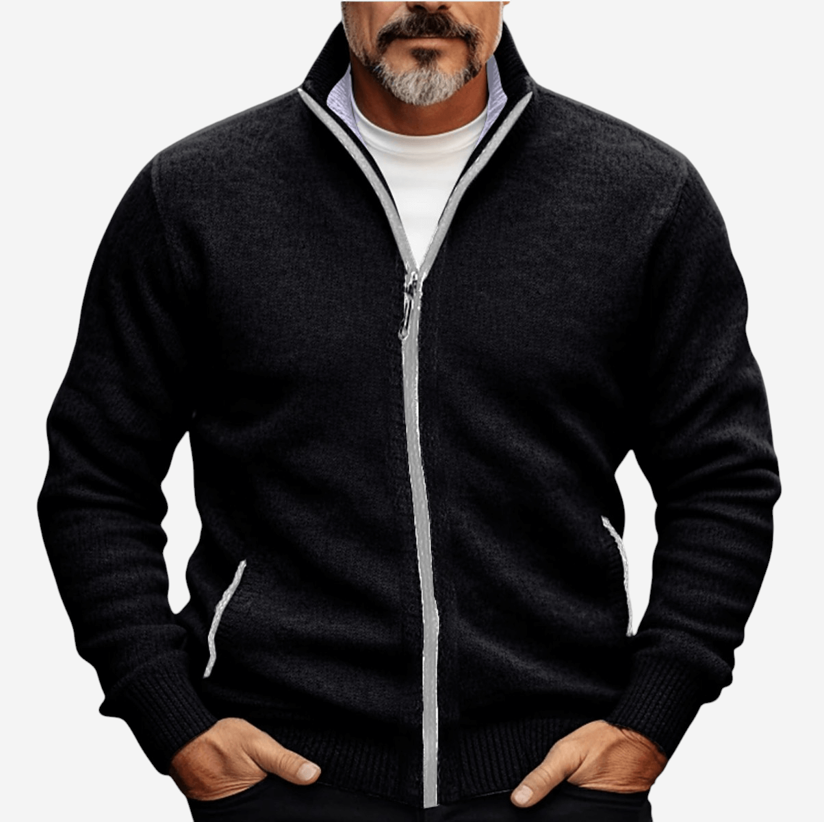LUXEOUTFIT | Full-Zip Knit Cardigan