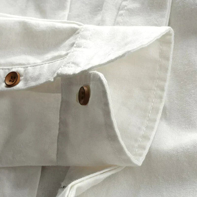 Camicia da uomo slim fit con collo alla coreana e maniche lunghe
