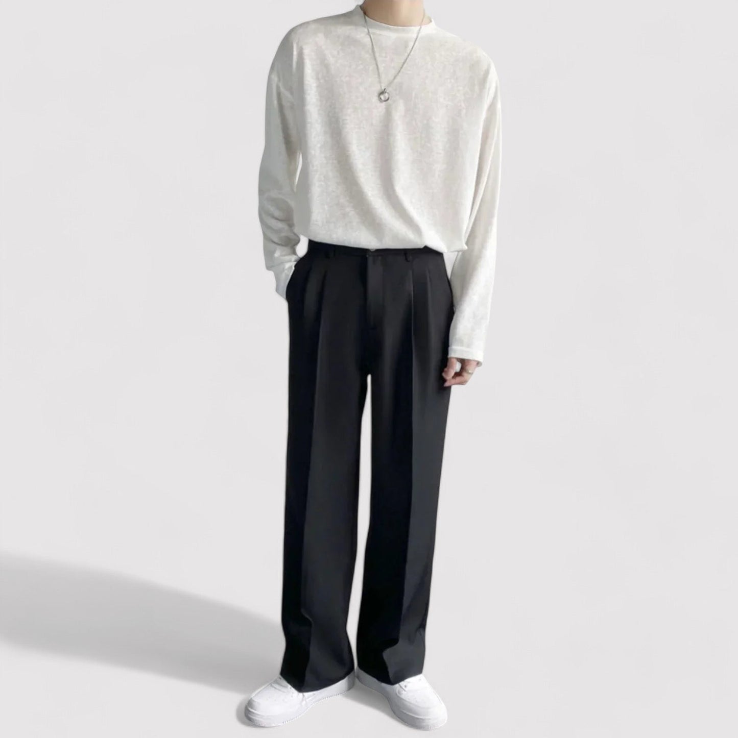 Pantaloni Eleganti Oversize da Uomo in Cotone e Poliestere