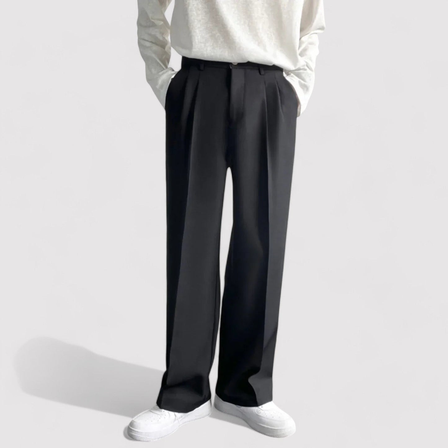 Pantaloni Eleganti Oversize da Uomo in Cotone e Poliestere