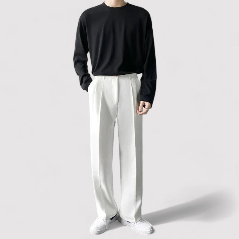 Pantaloni Eleganti Oversize da Uomo in Cotone e Poliestere