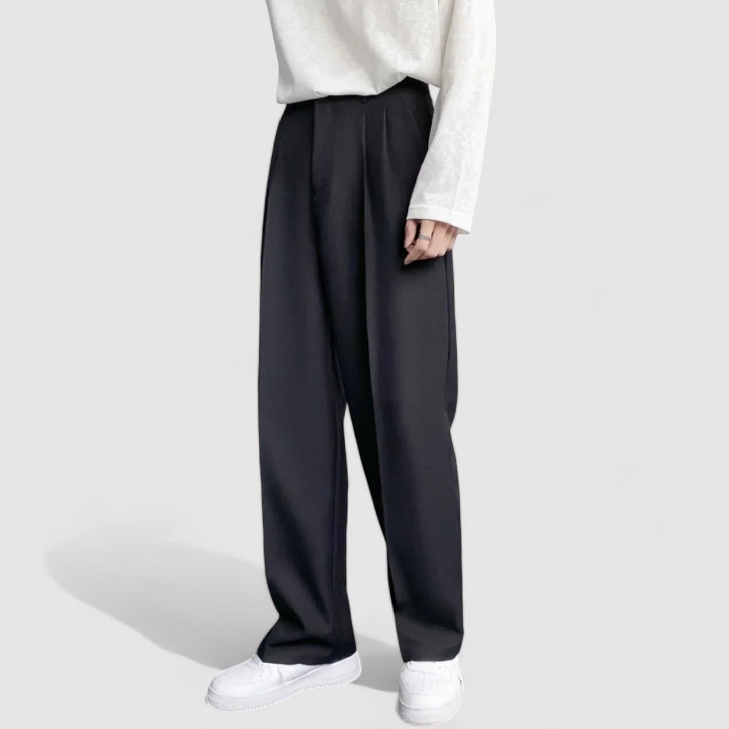Pantaloni Eleganti Oversize da Uomo in Cotone e Poliestere