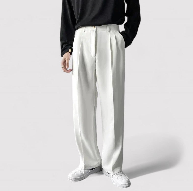 Pantaloni Eleganti Oversize da Uomo in Cotone e Poliestere