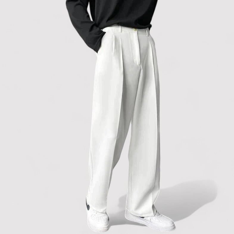 Pantaloni Eleganti Oversize da Uomo in Cotone e Poliestere