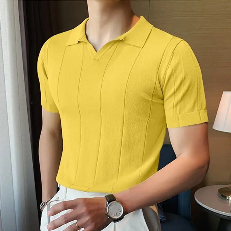 Marco - Elegant knitted polo shirt with collar for men