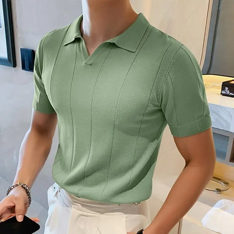 Marco - Elegant knitted polo shirt with collar for men