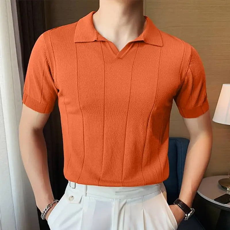 Marco - Elegant knitted polo shirt with collar for men