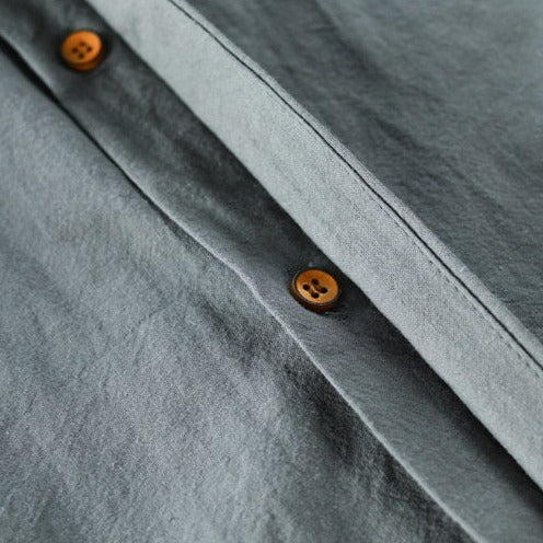 Camicia da uomo slim fit con collo alla coreana e maniche lunghe