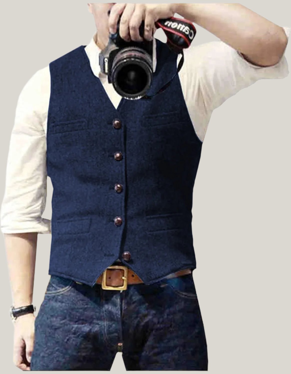 Gilet elegante senza maniche da uomo con bottoni classici