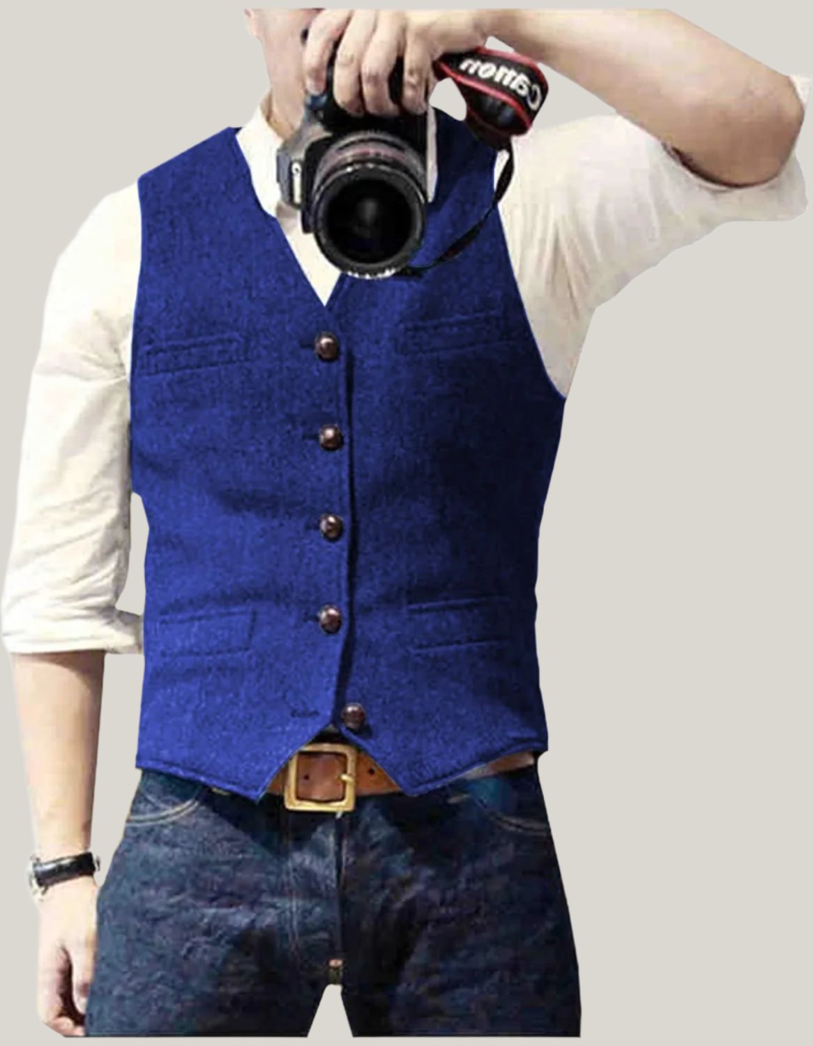 Gilet elegante senza maniche da uomo con bottoni classici