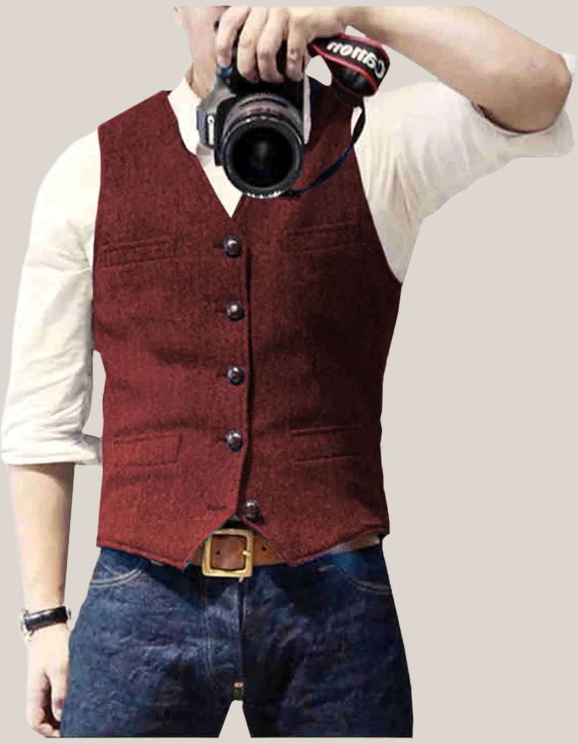 Gilet elegante senza maniche da uomo con bottoni classici