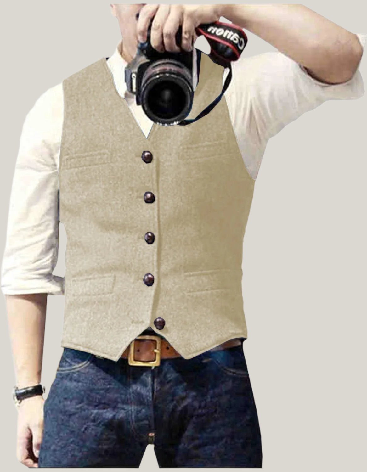Gilet elegante senza maniche da uomo con bottoni classici
