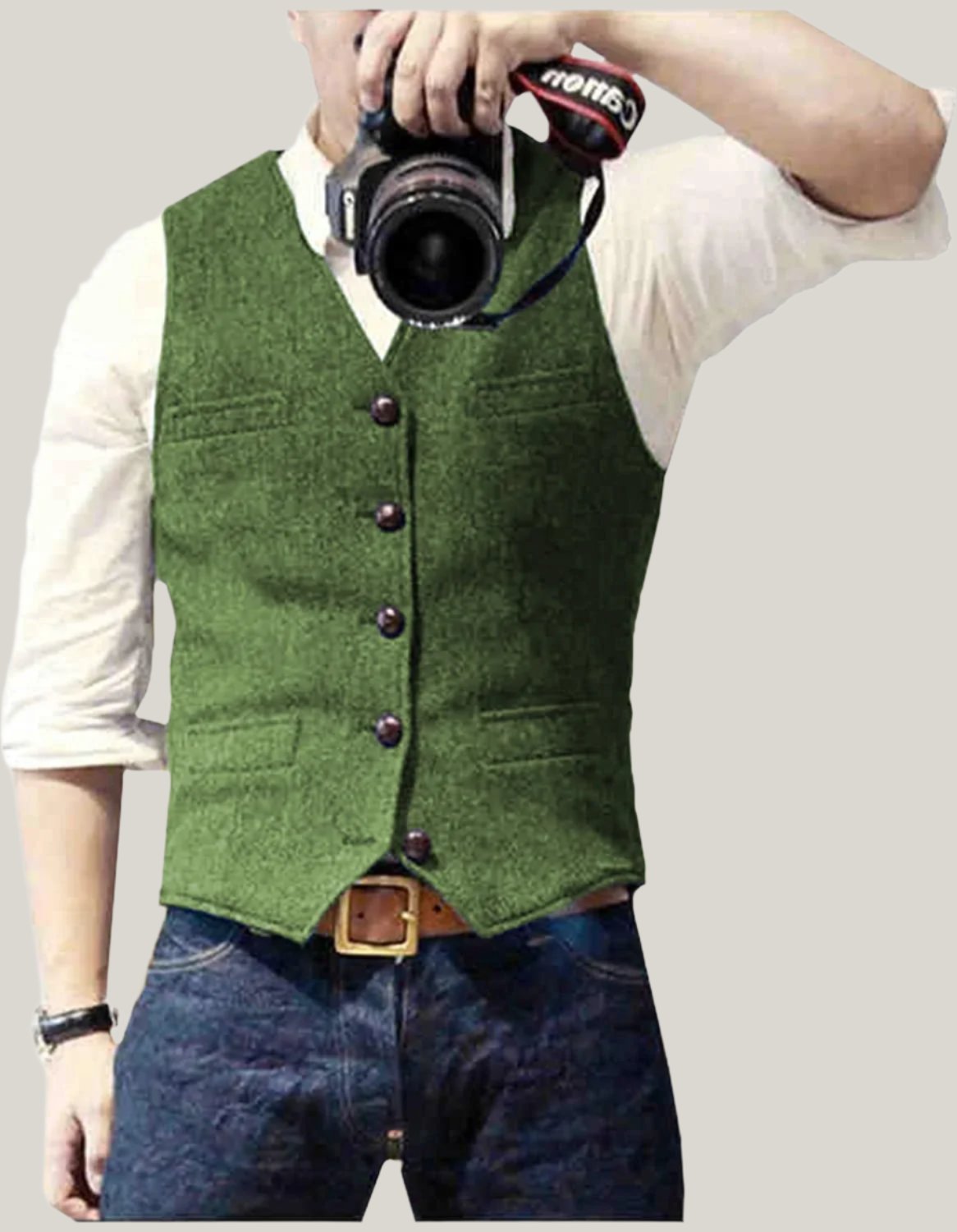 Gilet elegante senza maniche da uomo con bottoni classici