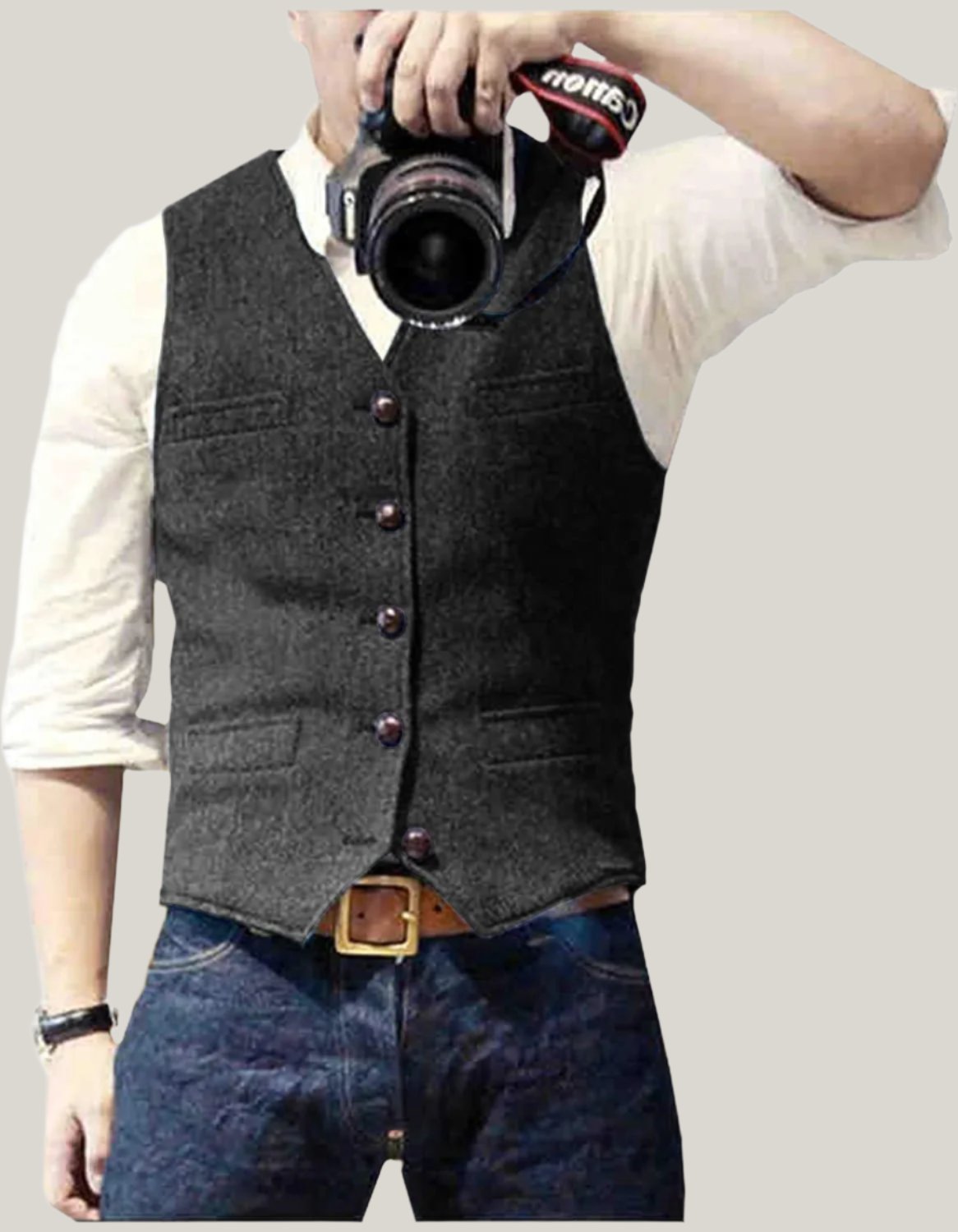 Gilet elegante senza maniche da uomo con bottoni classici