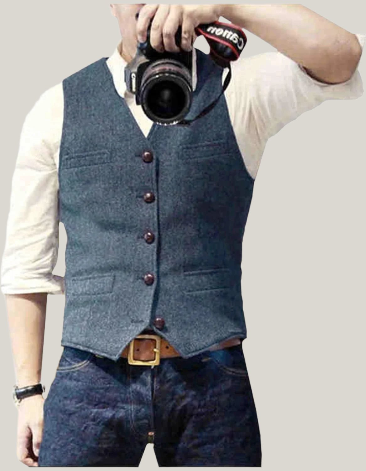 Gilet elegante senza maniche da uomo con bottoni classici