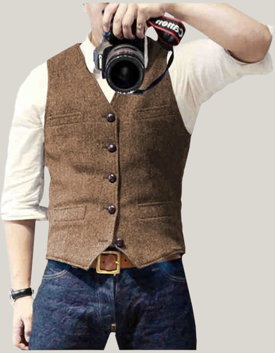 Gilet elegante senza maniche da uomo con bottoni classici