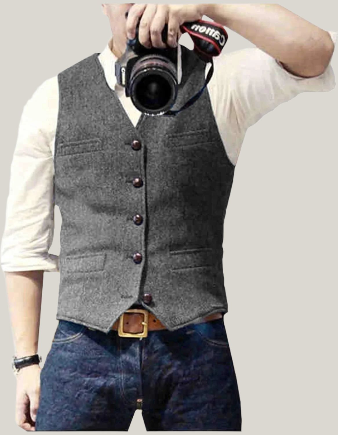 Gilet elegante senza maniche da uomo con bottoni classici