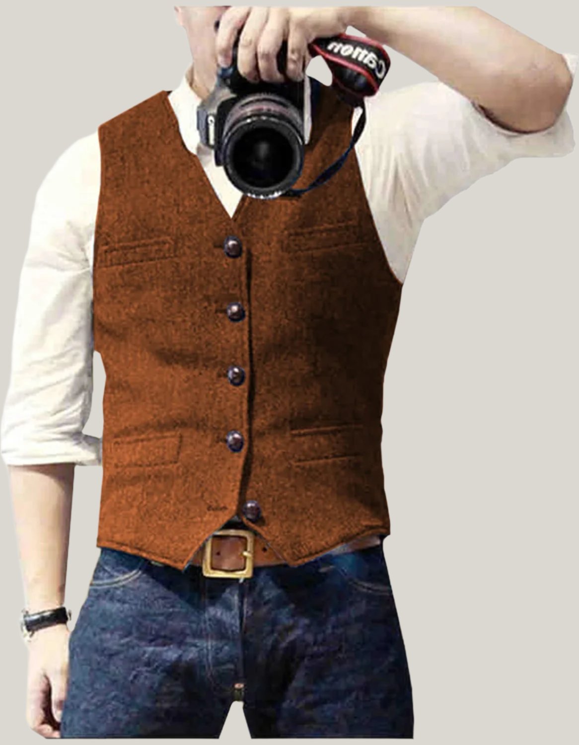 Gilet elegante senza maniche da uomo con bottoni classici